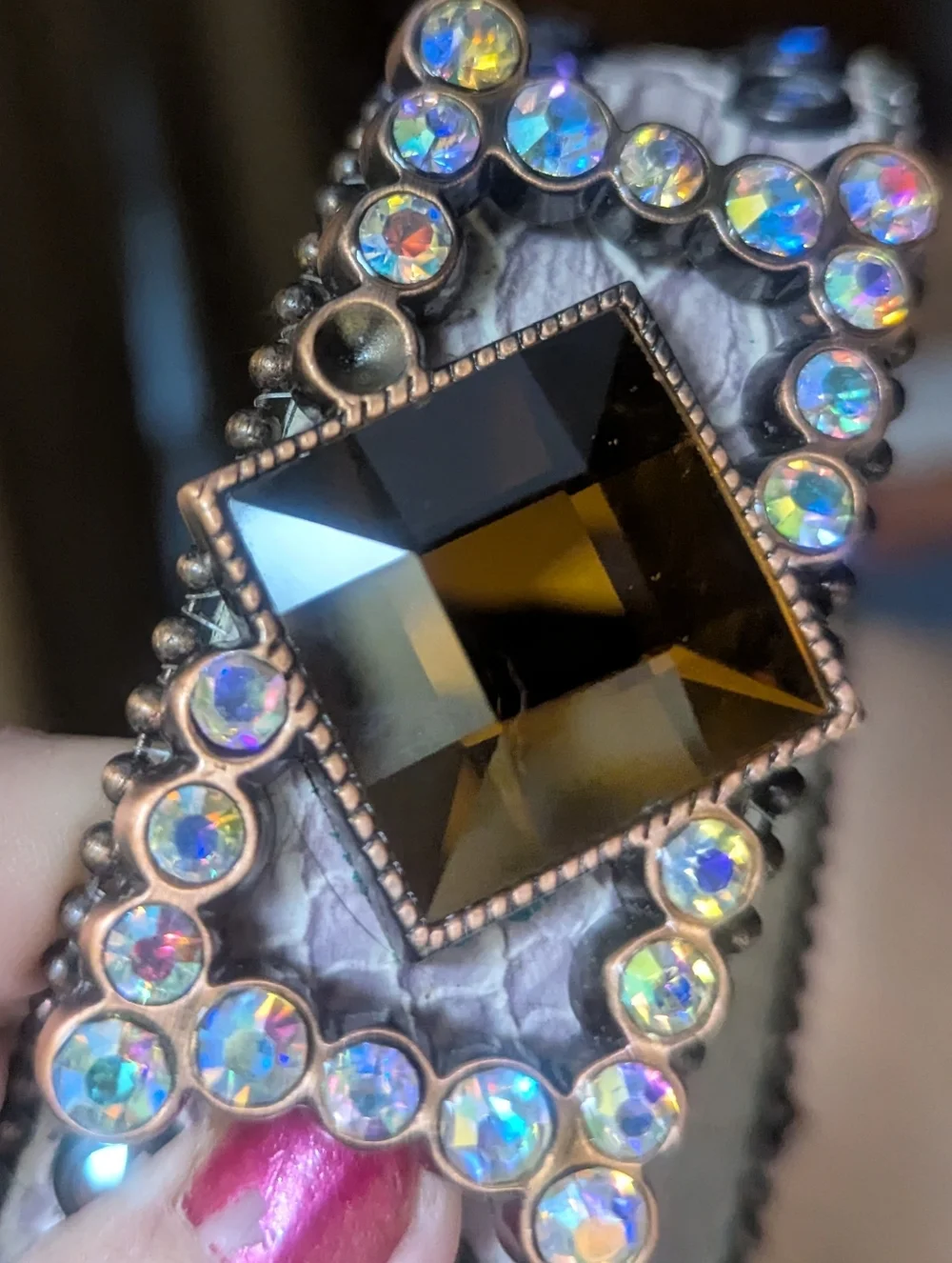Crystal-Embellished  Metallic Buckle Women's Belt S- M